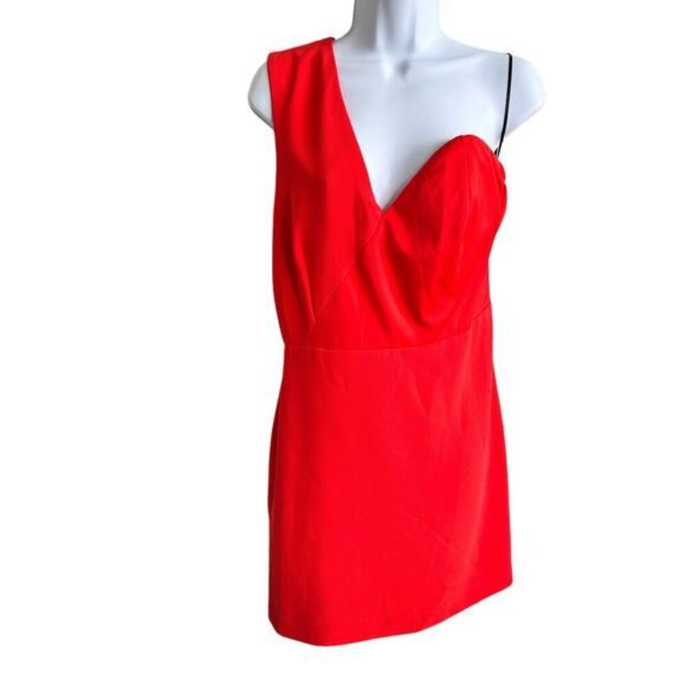 NBD Jasper Dress XL one shoulder Mini Dress- Red Orange - Picture 12 of 12